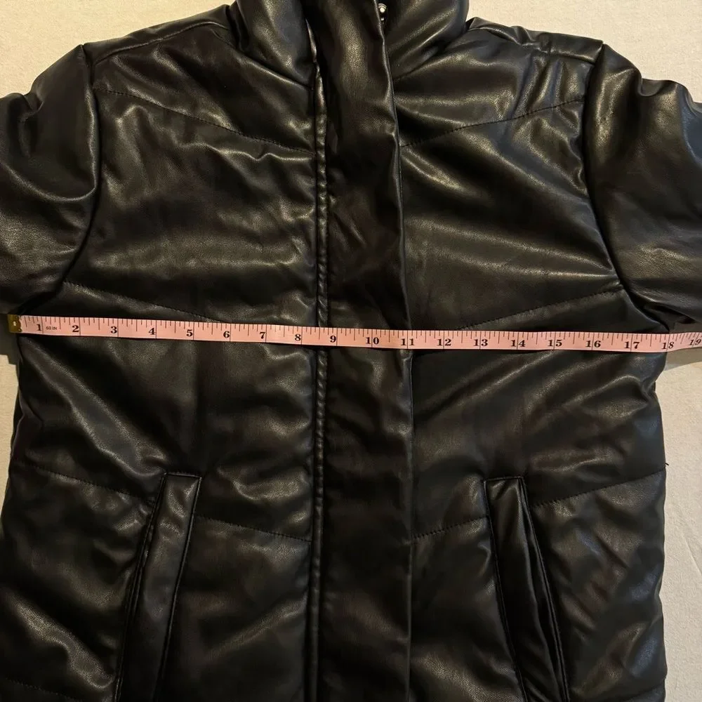 Liv & Lottie Girls Faux Leather Puffer Jacket Size 12 NWT Winter Trendy Urban
